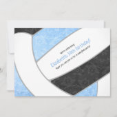 lichtblauw zwarte volleybalfeest kaart (Voorkant)