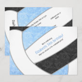 lichtblauw zwarte volleybalfeest kaart (Voorkant / Achterkant)