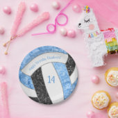 lichtblauw zwarte volleybalfeest papieren bordje (Feest)