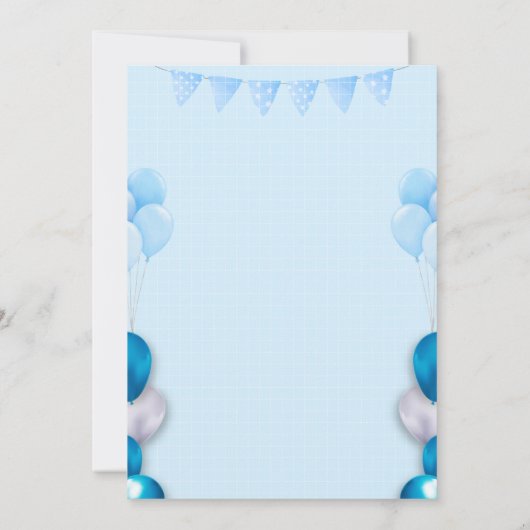 Lichtblauwe 5e verjaardag uitnodiging (Achterkant)