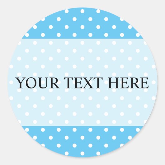Lichtblauwe, aangepaste witte pokkenstip stickers (Voorkant)