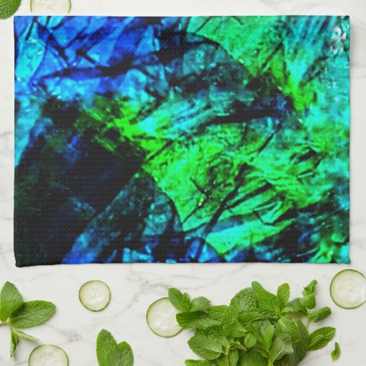 Lichtblauwe abstracte keukenhanddoeken, gladde tex theedoek (Gevouwen)