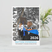 Lichtblauwe afstudeerklas 2026 Aankondiging (Staand voorkant)