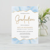 Lichtblauwe agaat gouden glitters afstudeerfeest (Staand voorkant)