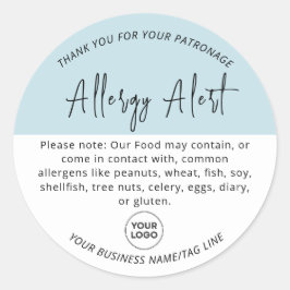 Lichtblauwe allergie Voedselwaarschuwing Sticker