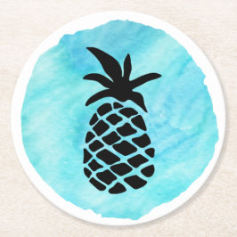 Lichtblauwe Ananas Ronde Kartonnen Onderzetter