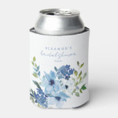 Lichtblauwe Aquarel Bloem Bruidsfeest Custom Blikjeskoeler (Blikje Voorkant)