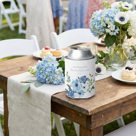 Lichtblauwe Aquarel Bloem Bruiloft Custom Blikjeskoeler