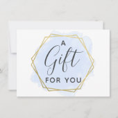 Lichtblauwe Aquarel & Gouden Cadeaubonkaart Kaart (Voorkant)