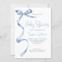 Lichtblauwe Aquarel Strik Lint Jongens Baby Shower