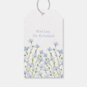 Lichtblauwe Aquarel Wilde Bloem Cadeaulabel (Achterkant)