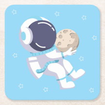 Lichtblauwe astronaut - papieren onderzetter