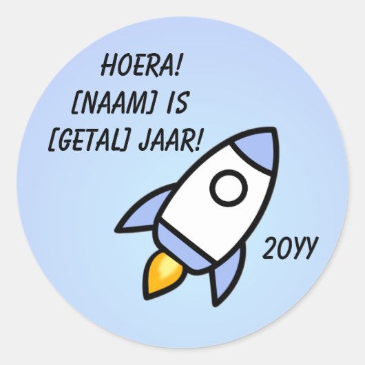 Lichtblauwe Astronaut Raket Verjaardagssticker Ronde Sticker (Voorkant)