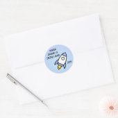 Lichtblauwe Astronaut Raket Verjaardagssticker Ronde Sticker (Envelop)