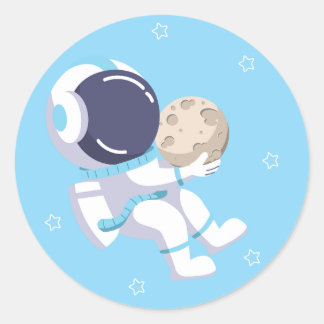 Lichtblauwe astronaut - ronde sticker