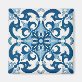 Lichtblauwe Azulejo Fleur De Lis Style Kitchen Magneet (Voorkant)