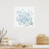 lichtblauwe Baby Breath Bouquet Poster (Keuken)