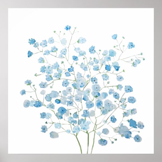 lichtblauwe Baby Breath Bouquet Poster (Voorkant)