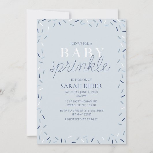 Lichtblauwe Baby Sprinkle Shower Invitation Kaart (Voorkant)