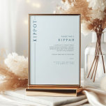 Lichtblauwe bar Mitzvah Kippot tafelblad teken Kaart<br><div class="desc">Mazel tov bij deze speciale gelegenheid! Maak de Bar Mitswa-ceremonie van uw zoon speciaal met deze minimalistische typografie lichtblauw en marineblauw tafelblad Kippah-teken. Dit bord geeft informatie over wat Kippot is en instructies over wat te doen.</div>