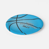 Lichtblauwe basketbal Happy Birthday Naam Papieren Bordje (Gekanteld)