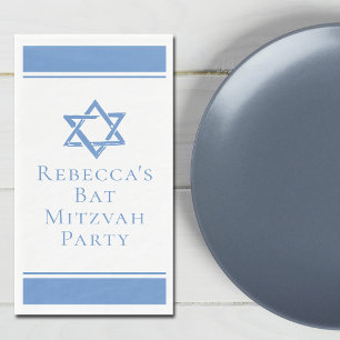 Lichtblauwe Bat Mitzvah-feest Ster van David Servet