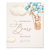 Lichtblauwe Beren ballonnen raden hoeveel Beren te Foto Afdruk (Voorkant)