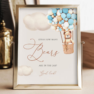 Lichtblauwe Beren ballonnen raden hoeveel Beren te Foto Afdruk