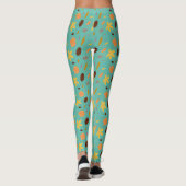 Lichtblauwe Bladprint Leggings | Dames Mode (Achterkant)