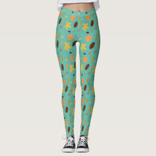 Lichtblauwe Bladprint Leggings Dames Mode