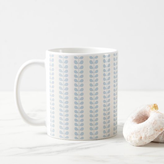 Lichtblauwe bladstreep koffiemok (Met donut)