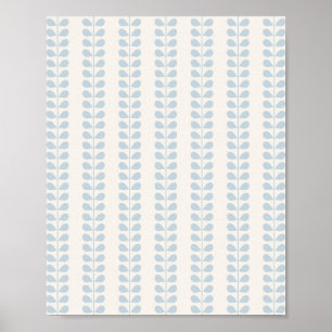 Lichtblauwe bladstreep poster