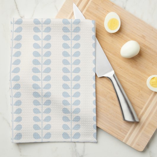 Lichtblauwe bladstreep theedoek (Quarter Fold)