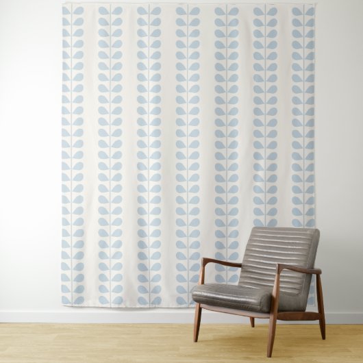Lichtblauwe bladstreep wandkleed (In situ)