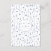 Lichtblauwe bloem bloeit bruiloft details kaarten (Achterkant)