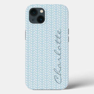 Lichtblauwe bloemblaadjes gebreid patroon Case-Mate iPhone case