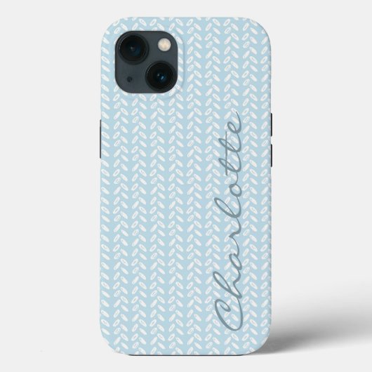Lichtblauwe bloemblaadjes gebreid patroon Case-Mate iPhone case (Achterkant)