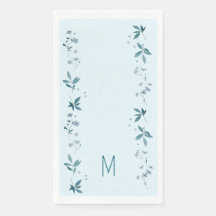 Lichtblauwe bloemen en bladeren diner partij serve