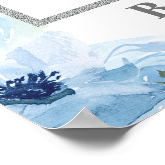 Lichtblauwe bloemen eucalyptus bruiloft foto prop poster (Hoek)