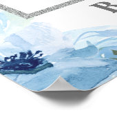 Lichtblauwe bloemen eucalyptus huwelijksfotoprop poster (Hoek)