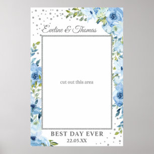 Lichtblauwe bloemen eucalyptus huwelijksfotoprop poster