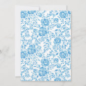 Lichtblauwe Bloemen Grens Huwelijksuitnodiging Kaart (Achterkant)