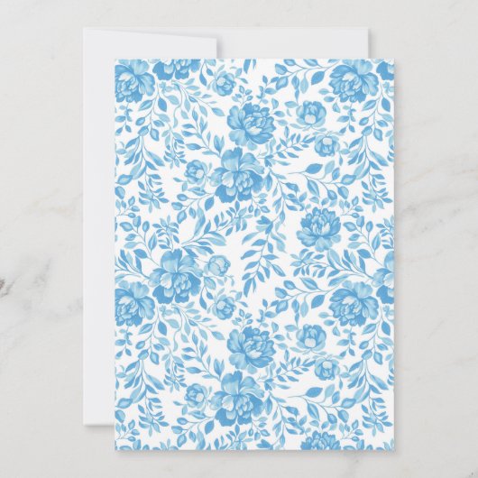 Lichtblauwe Bloemen Grens Huwelijksuitnodiging Kaart (Achterkant)