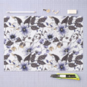 Lichtblauwe bloemen met groene bladeren naadloos tissuepapier (Craft)