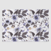 Lichtblauwe bloemen met groene bladeren naadloos tissuepapier (Voorkant)