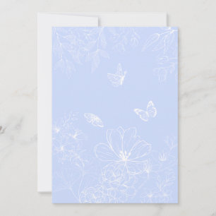 Lichtblauwe bloemen patroon, bloemen, minimalistis feestdagenkaart