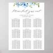 Lichtblauwe bloemenbruiloft zitgrafiek poster (Voorkant)