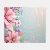 Lichtblauwe bloemenfleece deken (Voorkant (Horizontaal))