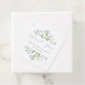 Lichtblauwe bloemige bruidsbruiloft bedankt bedankjes labels (In situ)