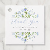 Lichtblauwe bloemige bruidsbruiloft bedankt bedankjes labels (Voorkant)